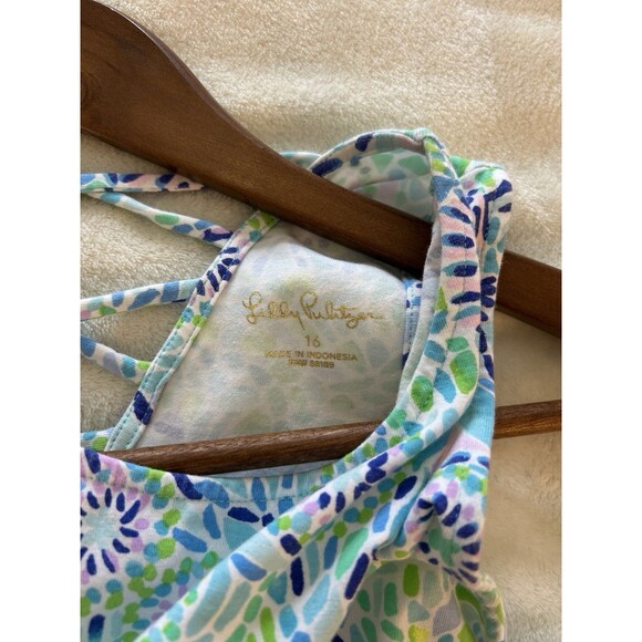 Lilly Pulitzer Girls Dress Size 16 Caprice Blue Ibiza Open Water Turtle Seashell - Picture 9 of 9
